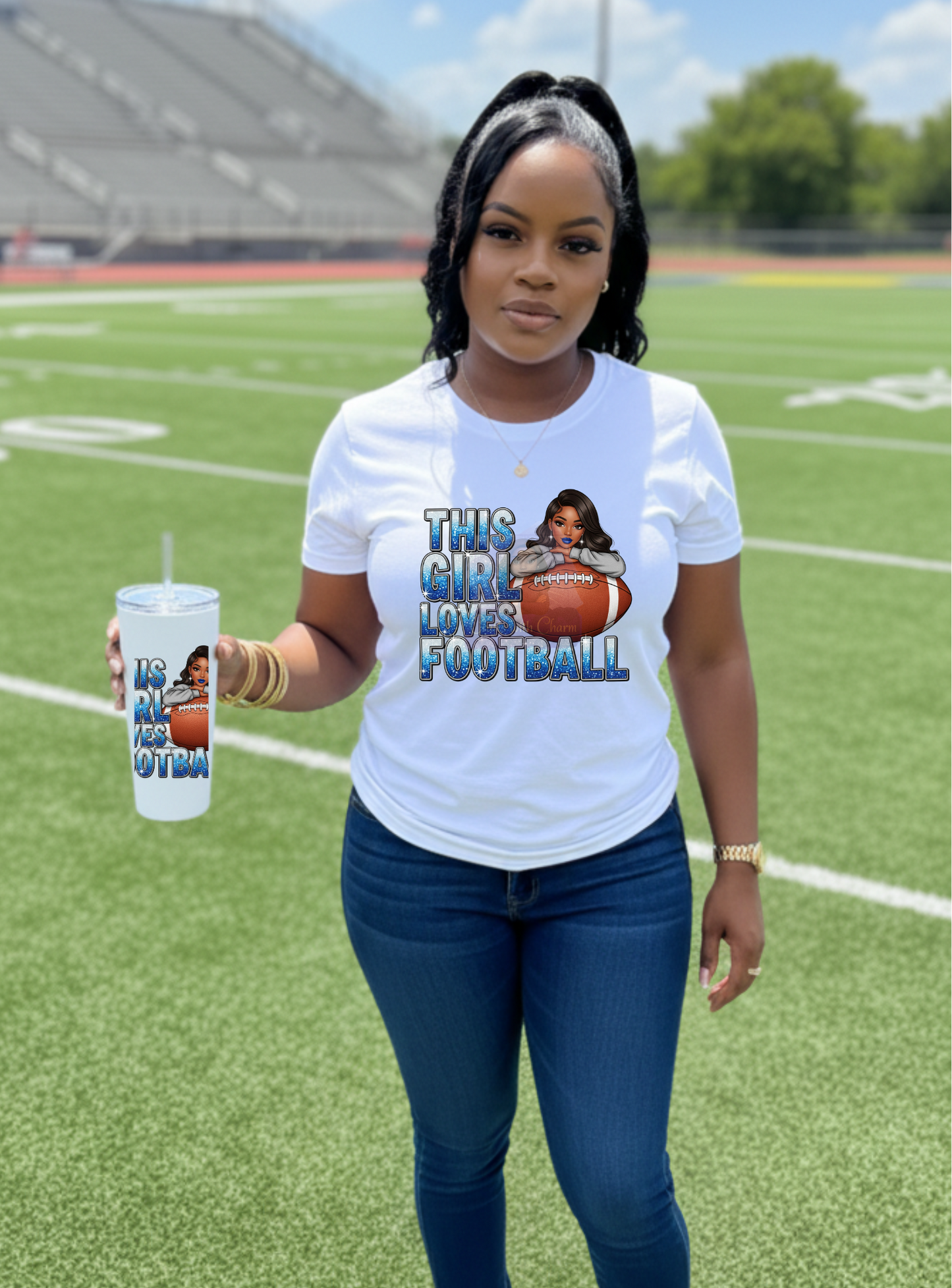 Custom Ladies NFL Fan Shirt & Matching Tumbler Set | Stylish Game Day Gear